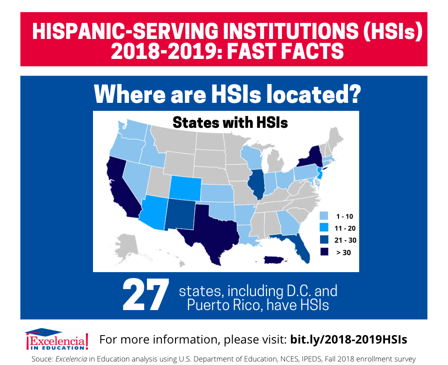 Infographic - Hispanic-Serving Institutions (HSIs) 2018-2019 Locations
