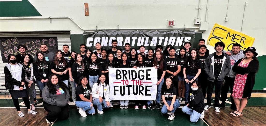 Students posing for a pictures at the CSUN Bridge to the Future Scholars Program. 