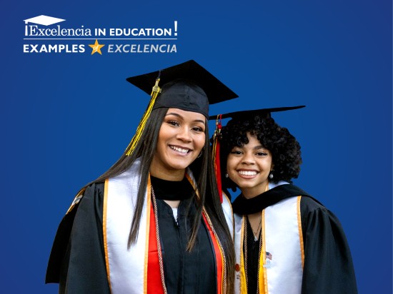 2024 Examples of Excelencia graphic featuring two Latina graduates