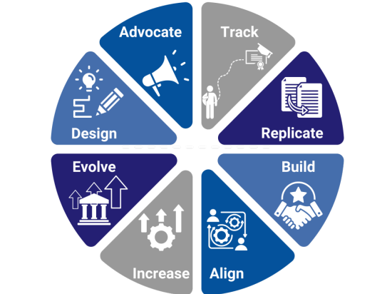 Excelencia's Tactical Plan: Design, Advocate, Track, Replicate, Build, Align, Increase, and Evolve