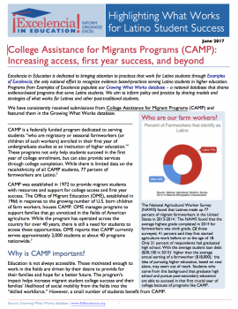 What Works for Latino Students - College Assistance Migrant Programs (CAMP) 