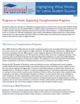 Programs to Watch: Highlighting What Works for Latino Student Success